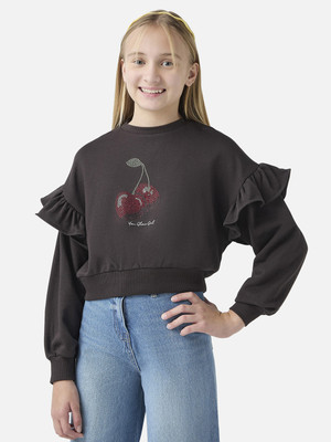JUNIORS by Babyshop Full Sleeve Embellished Girls Sweatshirt
