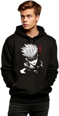 Joy nd Happinness Printed Hooded Neck Casual Men Black Sweater
