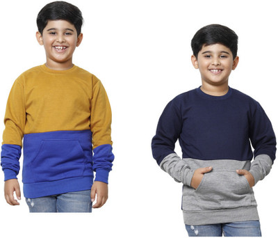 Indistar Full Sleeve Color Block Boys Sweatshirt
