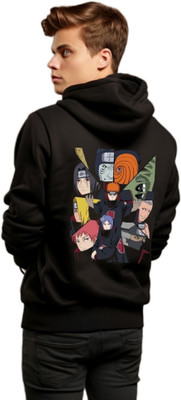 Joy nd Happinness Printed Hooded Neck Casual Men Black Sweater