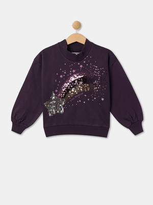R&B Full Sleeve Solid Girls Sweatshirt