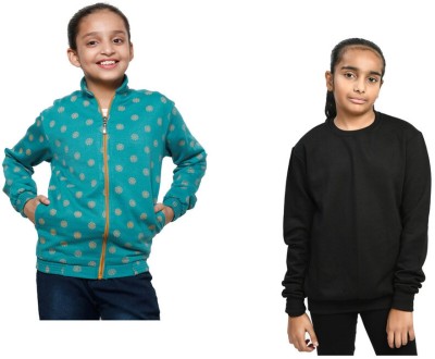 KAVYA Full Sleeve Solid, Printed Girls Sweatshirt