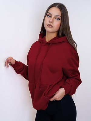 METRONAUT Women Full Sleeve Solid Hooded Sweatshirt Full Sleeve Self Design Women Sweatshirt