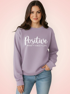 Elite Printed Round Neck Casual Women Purple Sweater