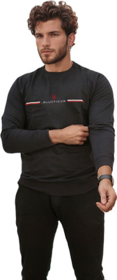 BlueFicus Printed, Typography Men Round Neck Black T-Shirt