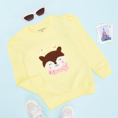 Pantaloons Junior Full Sleeve Solid, Printed Girls Sweatshirt