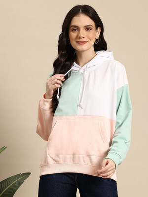 Mast & Harbour Full Sleeve Color Block Women Sweatshirt