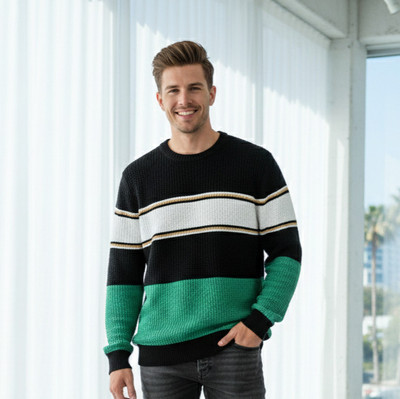 Gyarsi Collections Full Sleeve Color Block, Striped Men Sweatshirt
