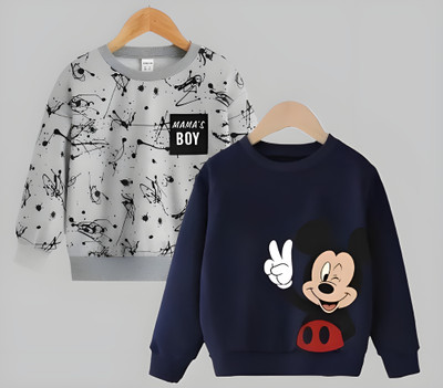 Mimmy Kids Full Sleeve Printed, Solid Boys & Girls Sweatshirt