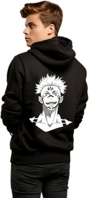 Joy nd Happinness Printed Hooded Neck Casual Men Black Sweater