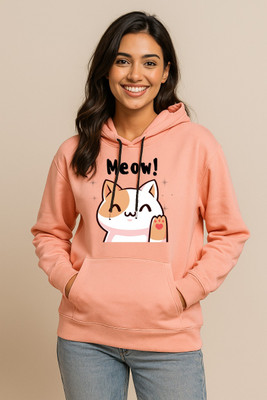 HouseOfCommon Self Design Round Neck Casual Women Orange Sweater