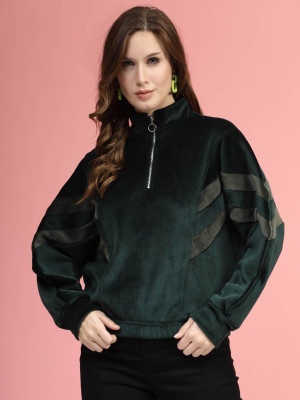PLUSS Full Sleeve Color Block Women Sweatshirt