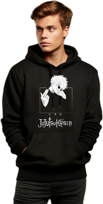 Joy nd Happinness Printed Hooded Neck Casual Men Black Sweater