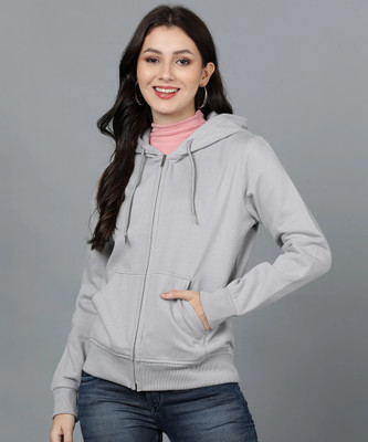 Alan Jones Full Sleeve Solid Women Sweatshirt