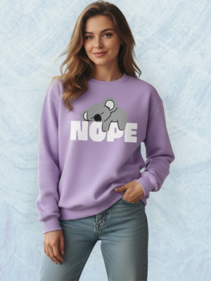 HouseOfCommon Printed Round Neck Casual Women Purple Sweater