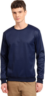 GLITO Full Sleeve Self Design Men Sweatshirt