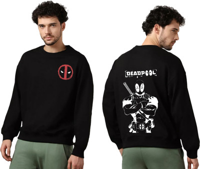 Joy nd Happinness Printed Round Neck Casual Men Black Sweater