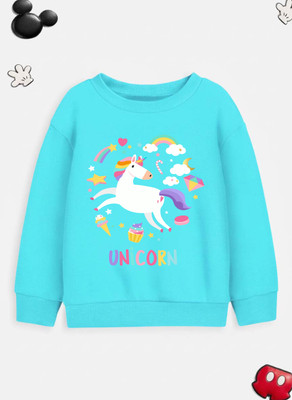 Kids Craft Full Sleeve Self Design Girls Reversible Sweatshirt