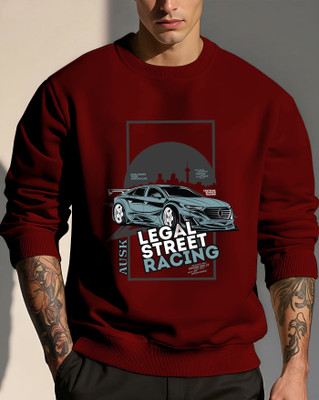 AOOSH Full Sleeve Graphic Print Men Sweatshirt