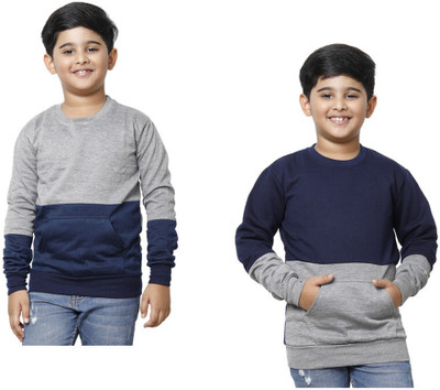 Indistar Full Sleeve Color Block Boys Sweatshirt