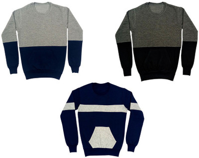 Indistar Full Sleeve Color Block Boys Sweatshirt