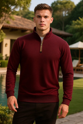 deslizar Full Sleeve Solid Men Sweatshirt