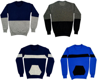 Indistar Full Sleeve Color Block Boys Sweatshirt