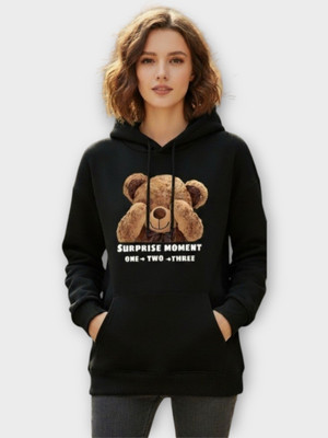 Stylezone Printed Round Neck Casual Women Black Sweater