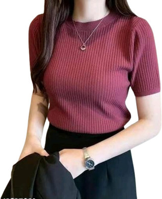 karan gupta Short Sleeve Striped Women Sweatshirt
