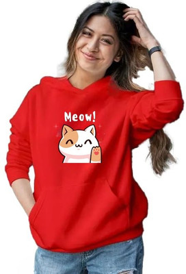 HouseOfCommon Self Design Round Neck Casual Women Red Sweater