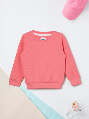 MAX Full Sleeve Self Design Girls Sweatshirt