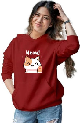 HouseOfCommon Self Design Round Neck Casual Women Maroon Sweater