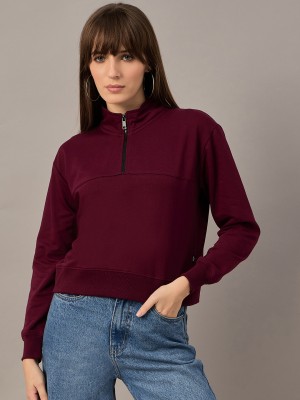 Roadster Full Sleeve Solid Women Sweatshirt