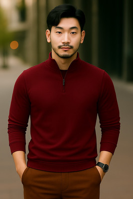 Parona Full Sleeve Solid Men Sweatshirt