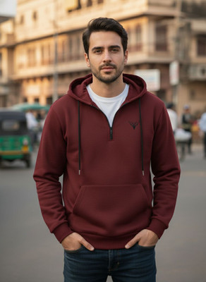 INDICLUB Full Sleeve Self Design Men Sweatshirt