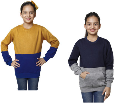 Indistar Full Sleeve Color Block Girls Sweatshirt