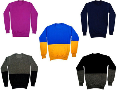 AE Trends Full Sleeve Solid, Color Block Boys Sweatshirt