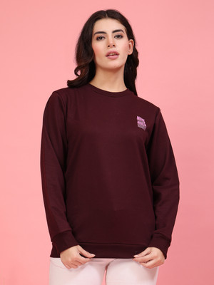 METRONAUT MetronautWomen Wine Printed Oversized Sweatshirt Full Sleeve Printed Women Sweatshirt