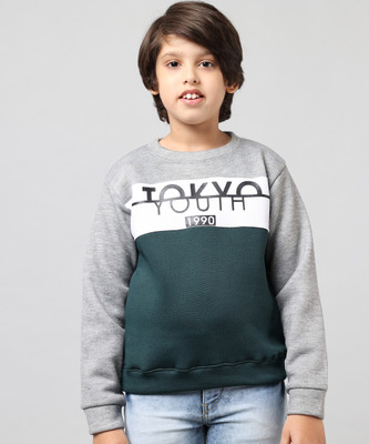 Trendy World Full Sleeve Printed, Color Block Boys Sweatshirt