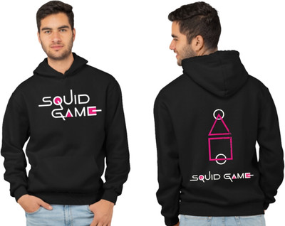 Joy nd Happinness Printed Hooded Neck Casual Men Black Sweater