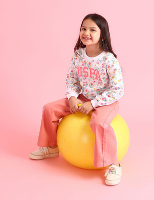 U.S. POLO ASSN. Full Sleeve Floral Print Girls Sweatshirt