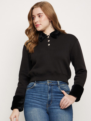 MADAME Full Sleeve Solid Women Sweatshirt