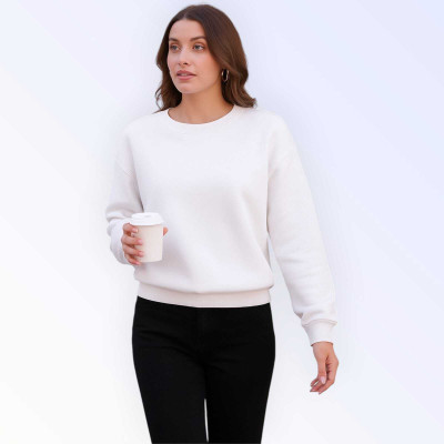 Fluffy Enterprise Full Sleeve Solid Women Sweatshirt