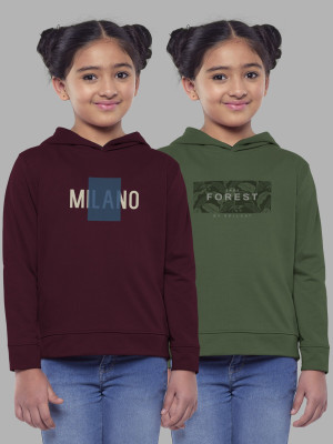 Hellcat Full Sleeve Printed, Color Block Girls Sweatshirt