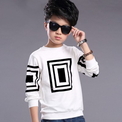 SUPERSQUAD 3/4th Sleeve Chevron/Zig Zag, Color Block, Graphic Print, Self Design Boys Sweatshirt