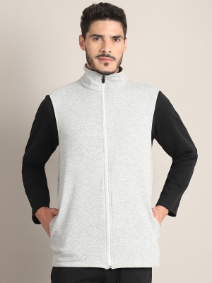 A nd J Sleeveless Solid Men Jacket