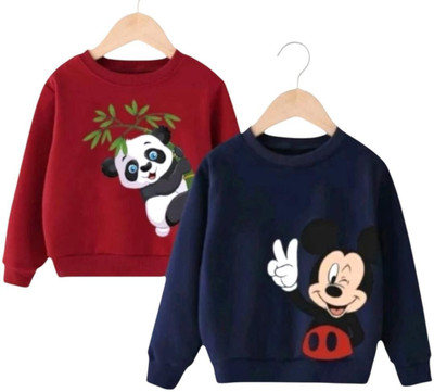 Styks Full Sleeve Graphic Print Boys & Girls Reversible Sweatshirt