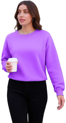 Fluffy Enterprise Full Sleeve Solid Women Sweatshirt