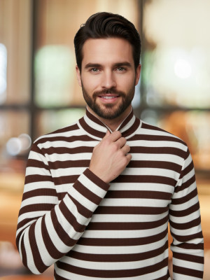 Looks United Full Sleeve Striped Men Sweatshirt