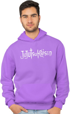 Joy nd Happinness Printed Hooded Neck Casual Men Purple Sweater
